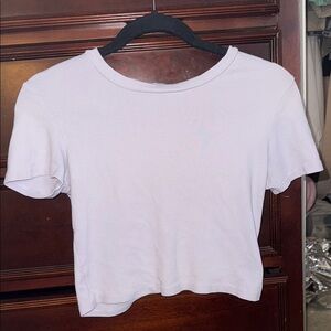 Zara White Crop T-Shirt with Short Sleeves